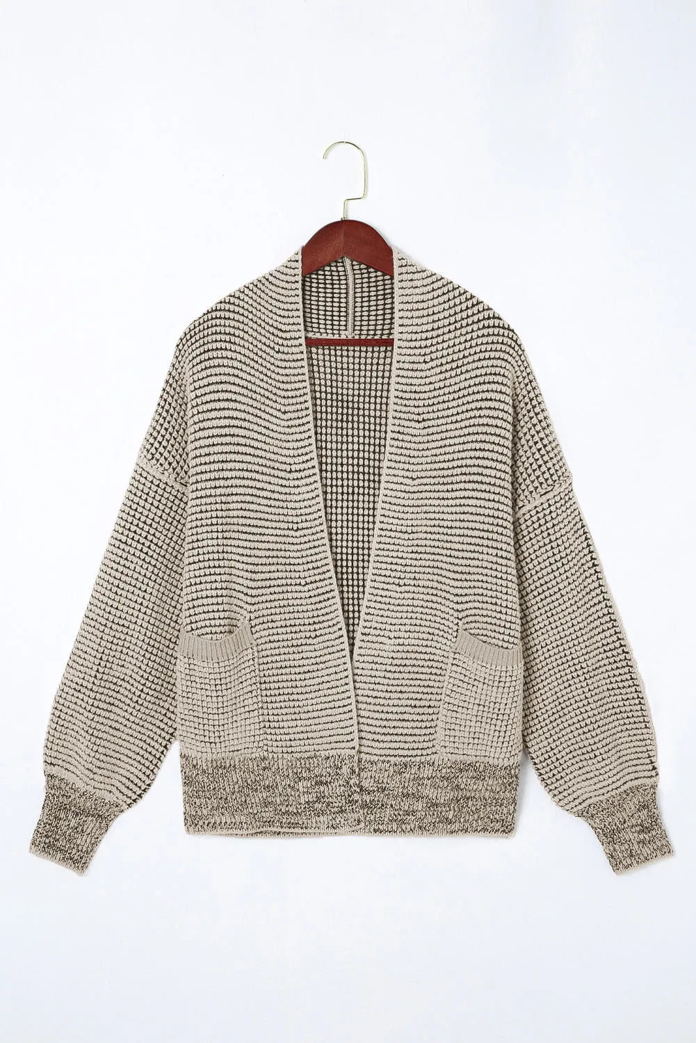 Apricot Chunky Waffle Knit Oversized Collar Cardigan