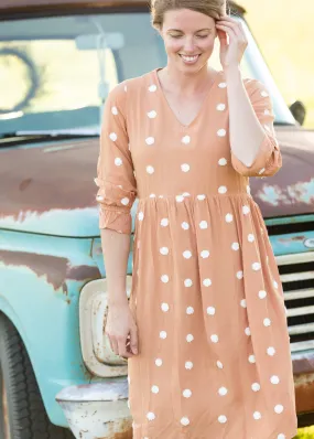 Apricot Swiss Dot Midi Dress - FINAL SALE