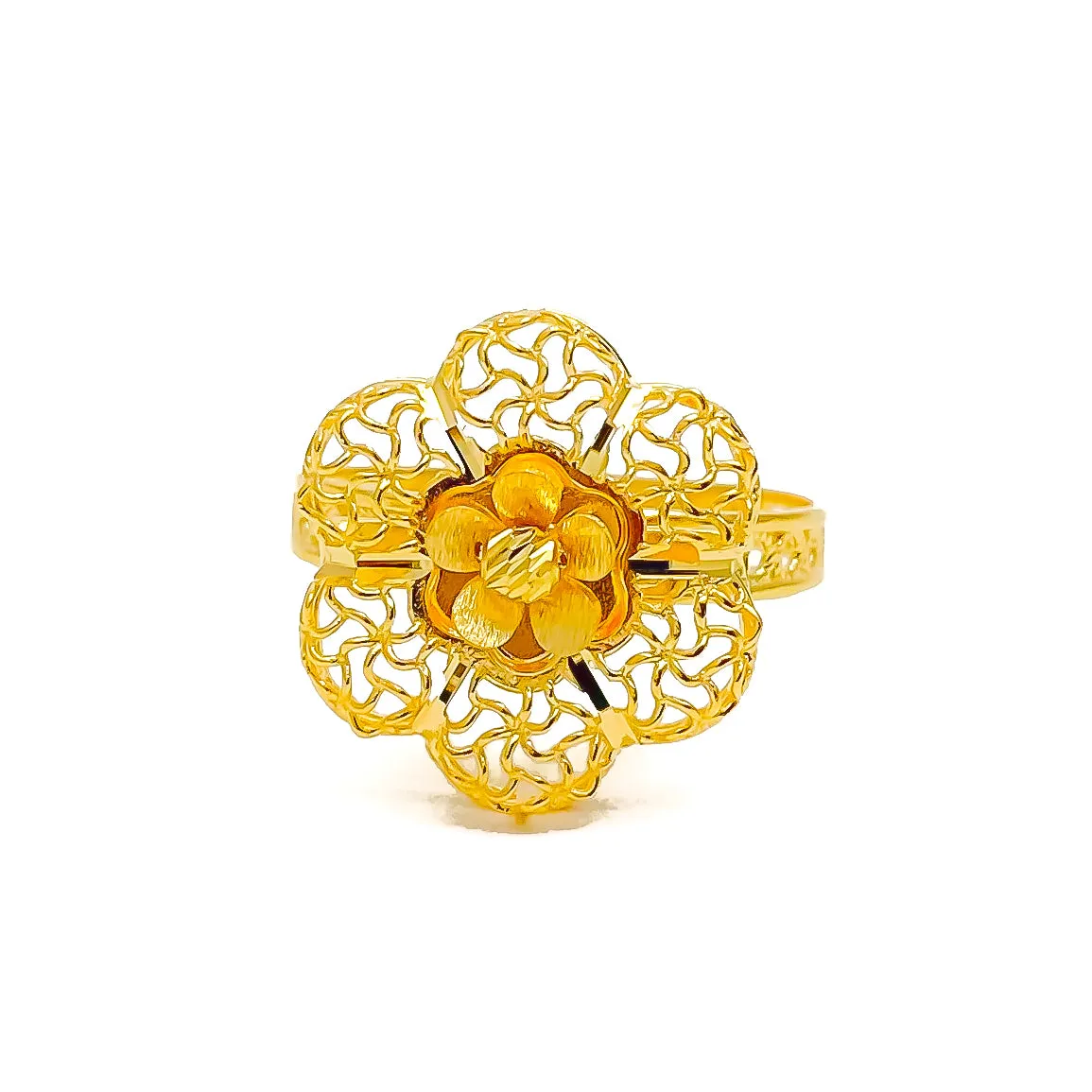 Attractive Mesh Flower 22K Gold Ring