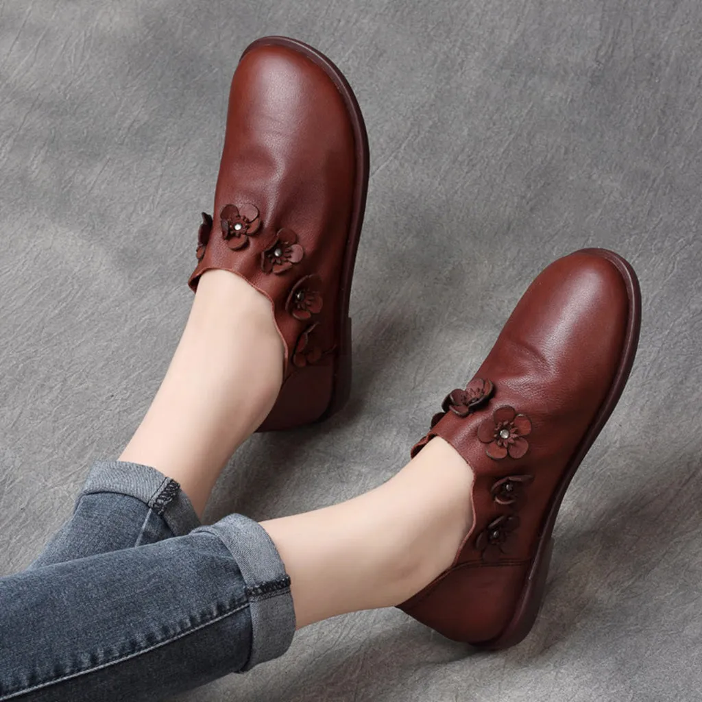 Autumn Retro Leather Soft Bottom Women's Flat Shoes | Gift Shoes