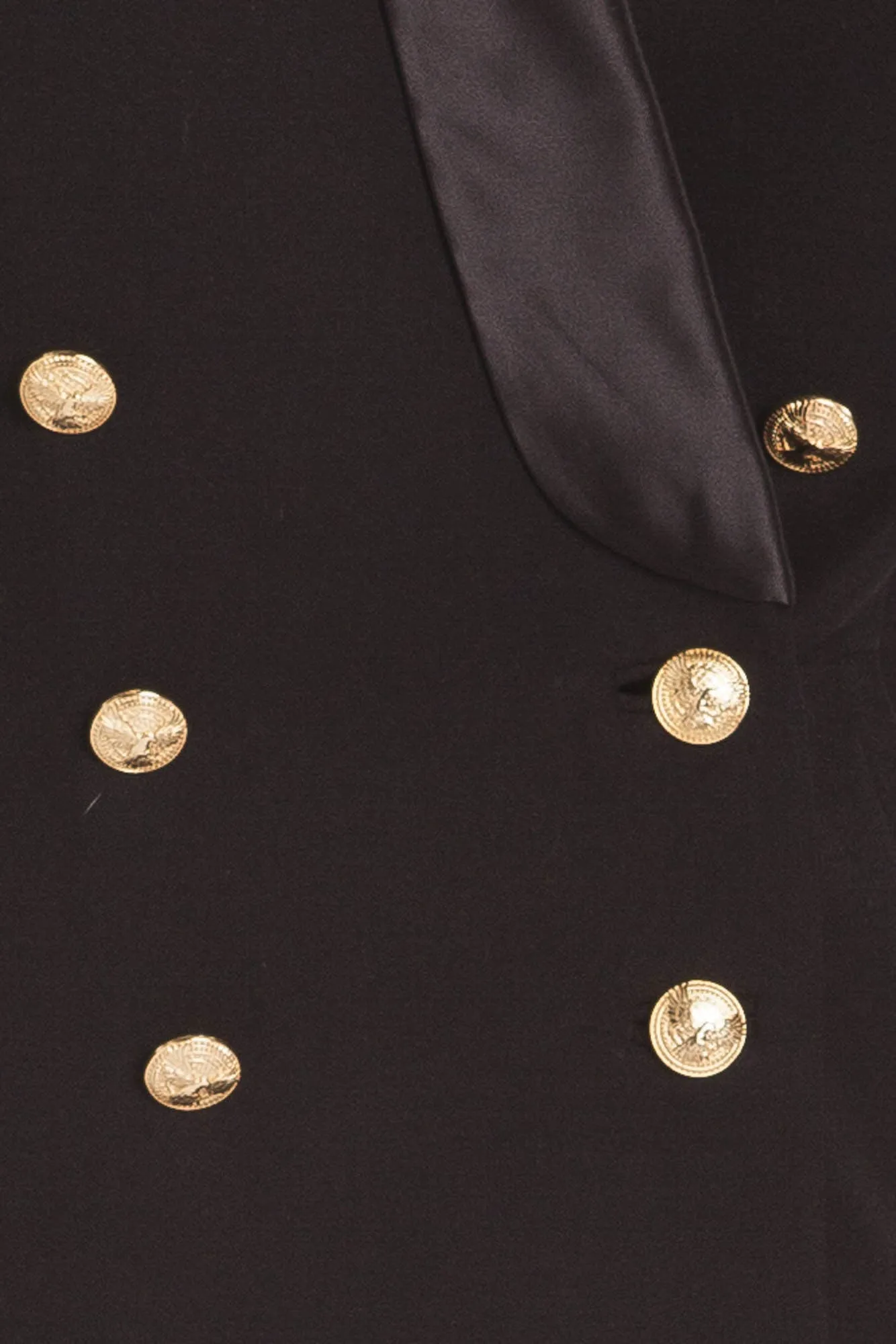 Balmain - As Seen on Kim Kardashian - Black Blazer Dress with Silk Trim and Gold Buttons - FR 38