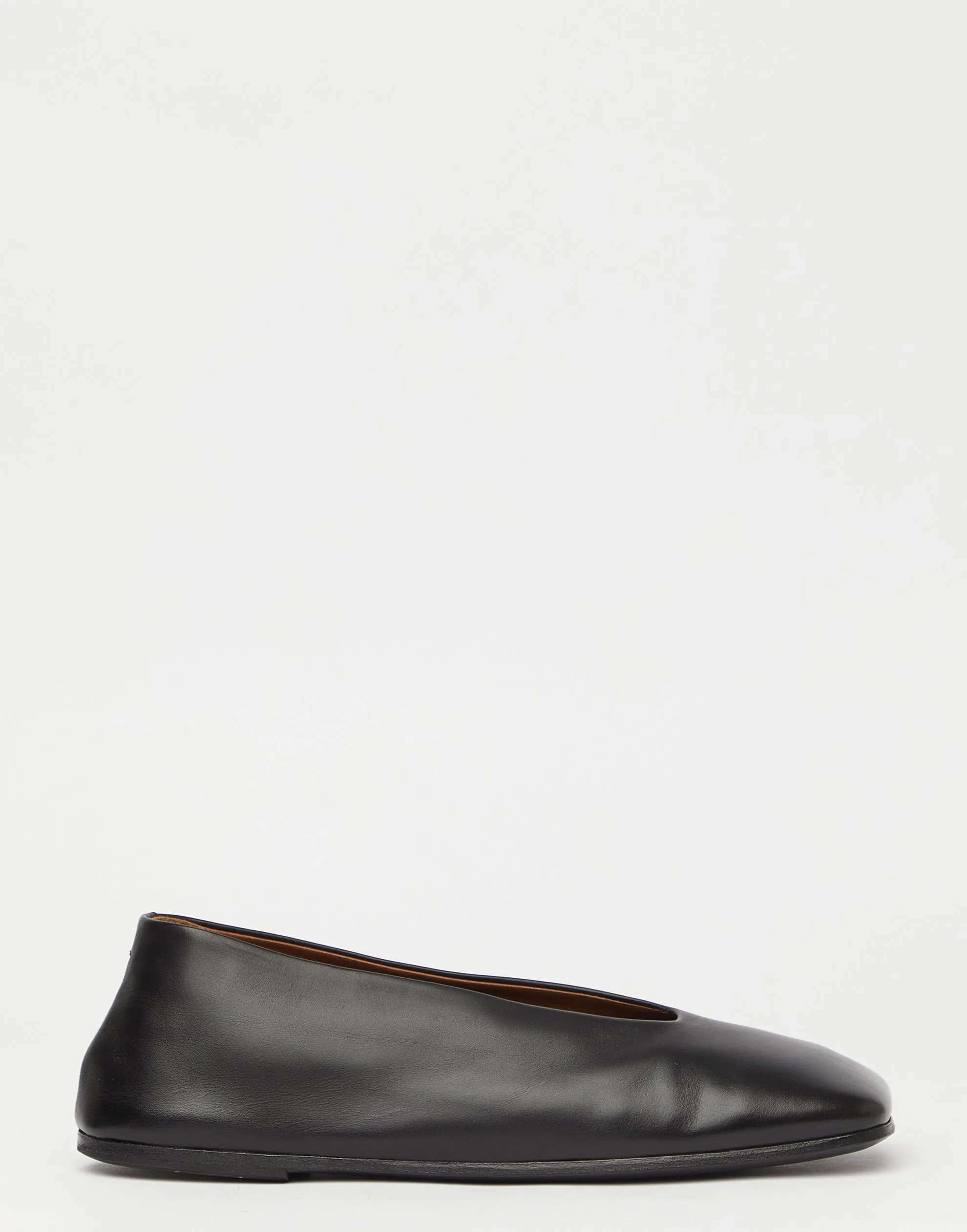 Black Leather Spatolona Ballerina Flats