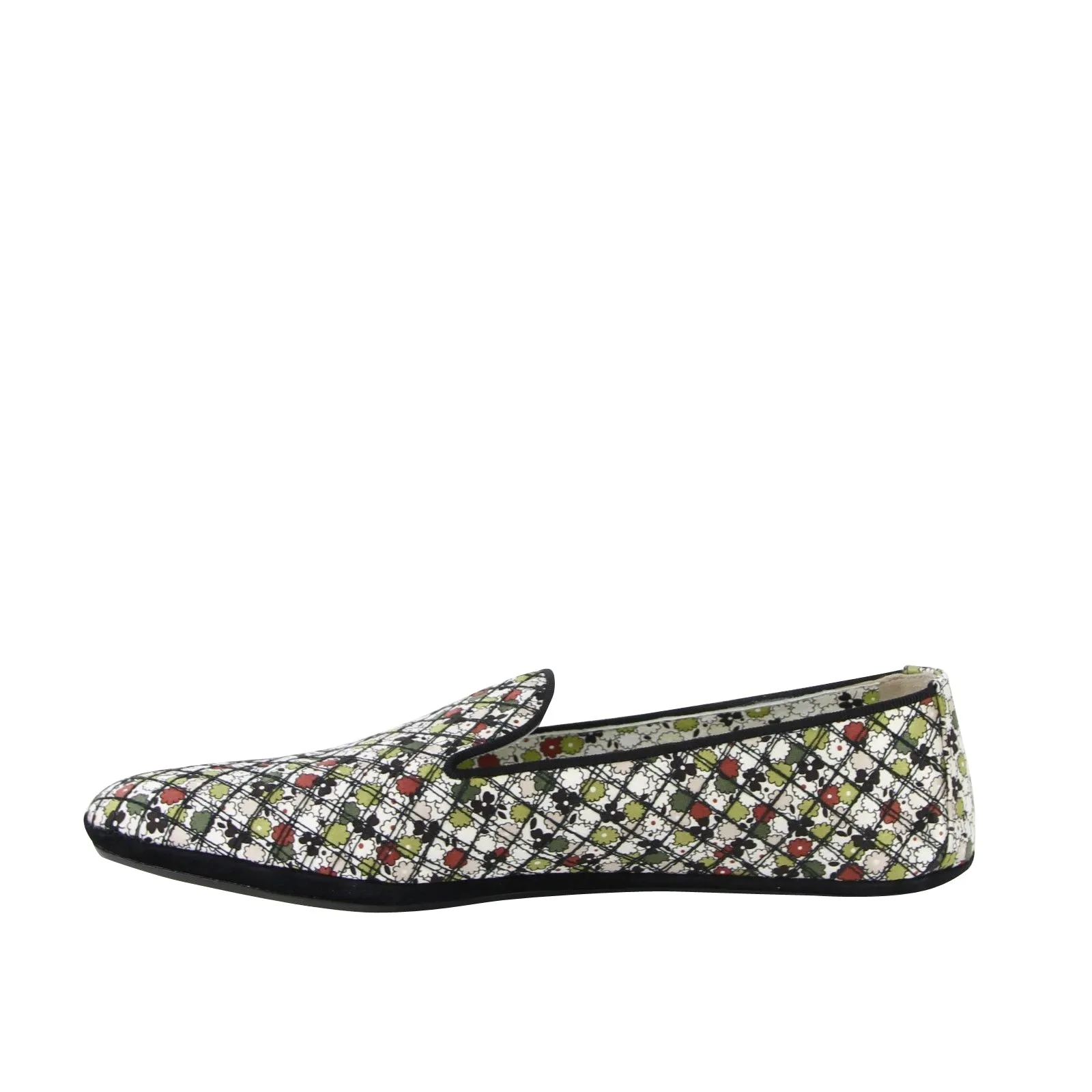 Bottega Veneta Women's Floral Green / Red / Black Fabric / Leather Ballet Flats (40 EU / 10 US)