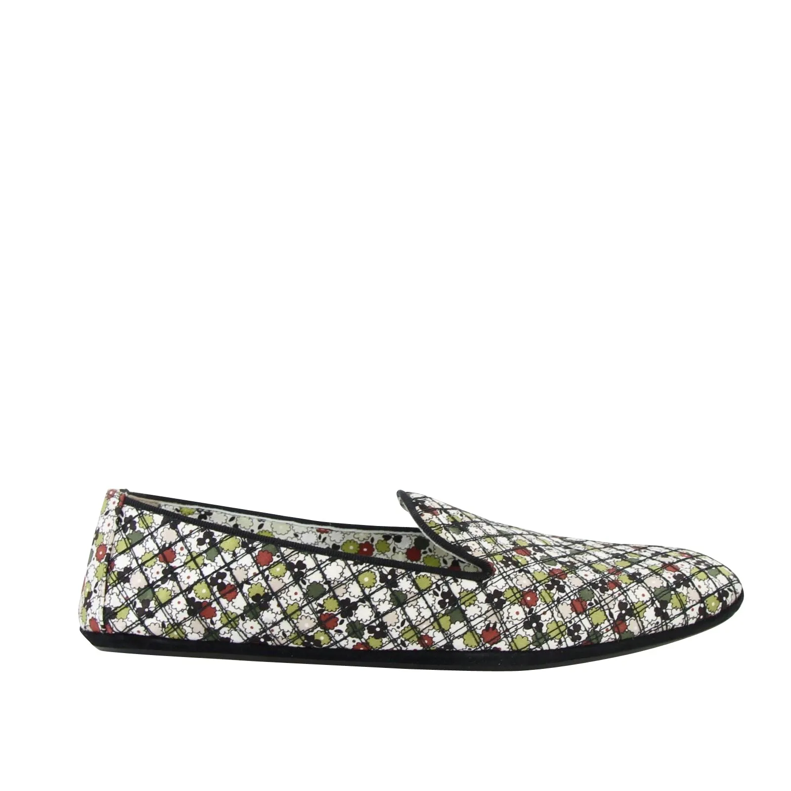 Bottega Veneta Women's Floral Green / Red / Black Fabric / Leather Ballet Flats (40 EU / 10 US)