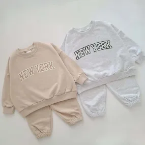 Boys And Girls Sweatshirt Set Trendy Letter Print