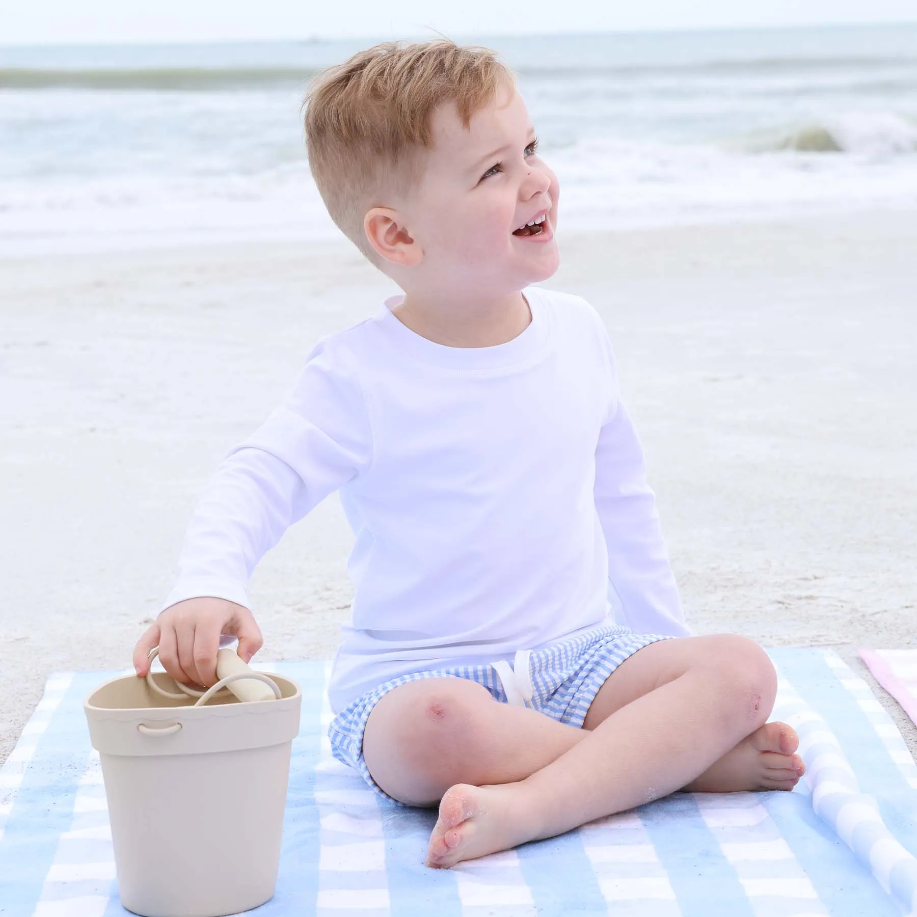 Boy's Swim Trunks | Seersucker Blue