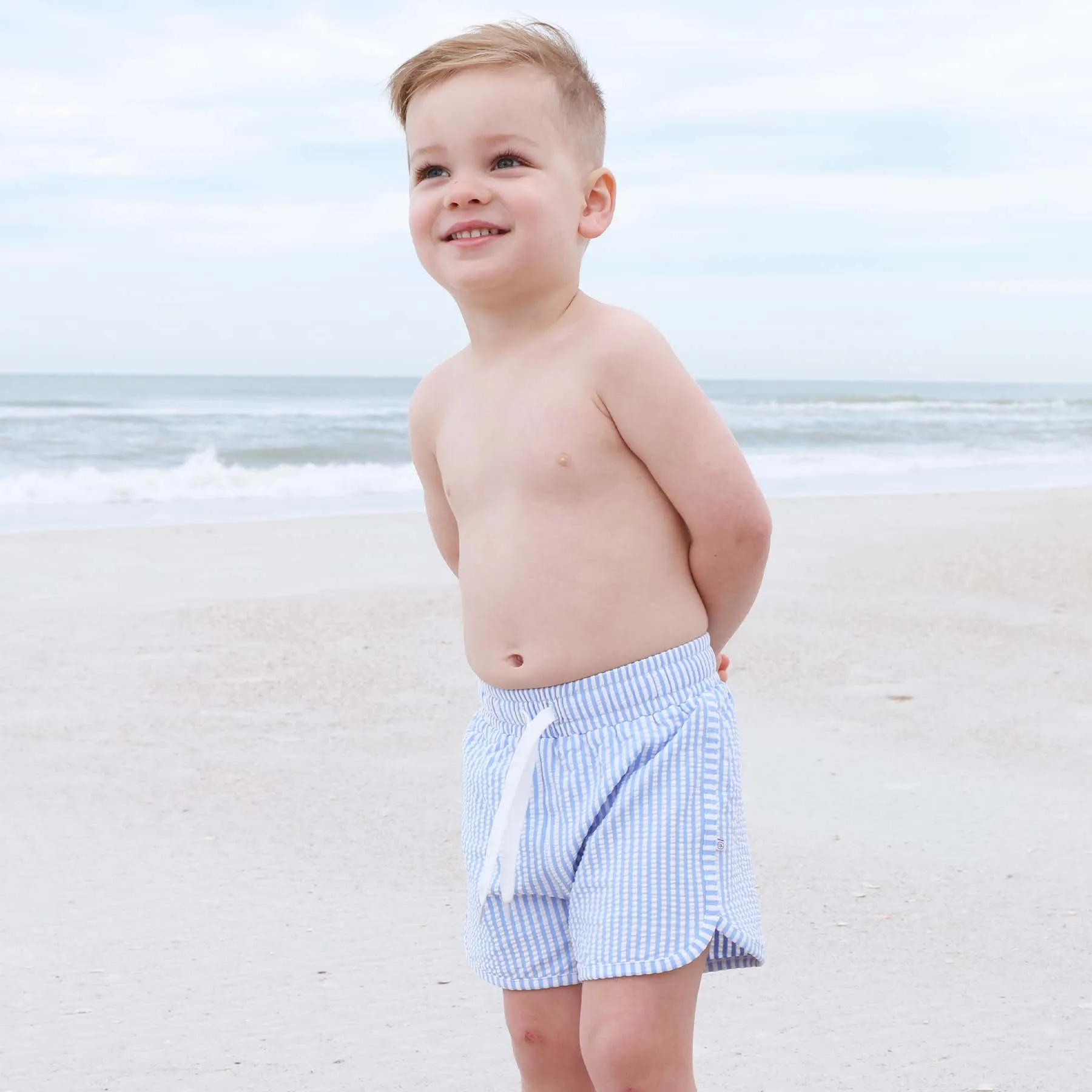 Boy's Swim Trunks | Seersucker Blue