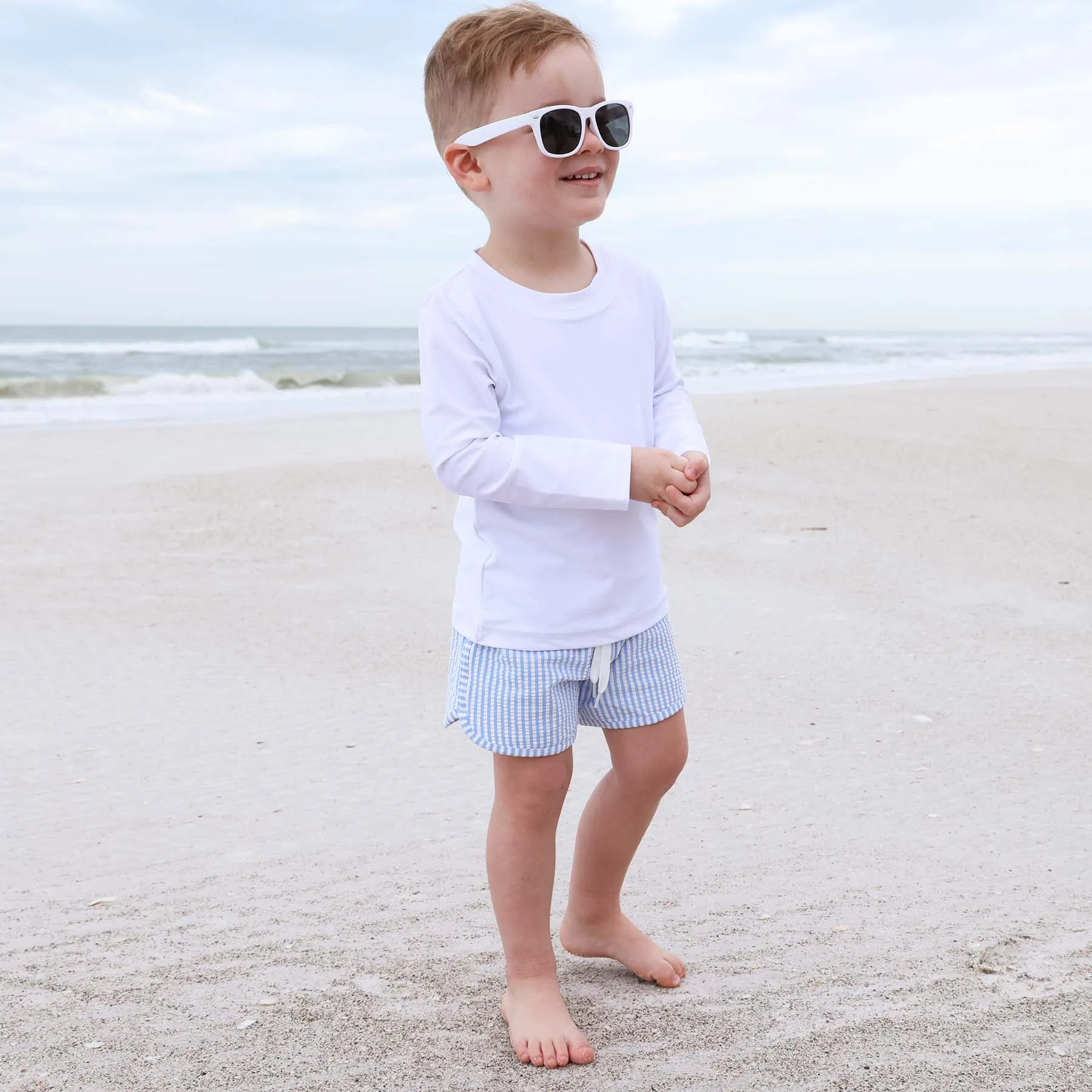 Boy's Swim Trunks | Seersucker Blue