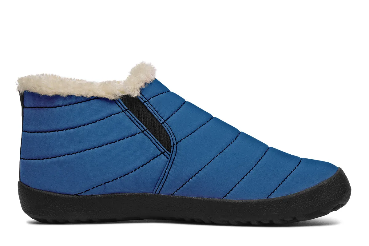 Cobalt Blue Winter Sneakers - Warm & Easy Slip-On Shoes Lined with Vegan Wool with Anti-Slip Soles