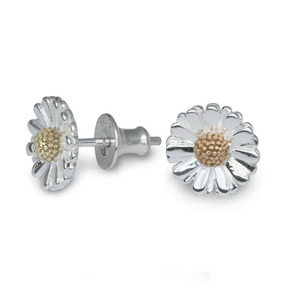 Daisy Silver & Solid Gold Stud Earrings