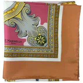 E. Marinella Scarf Brown Pink Gray Taupe Il Chiostro - Twill Silk Square Foulard SALE