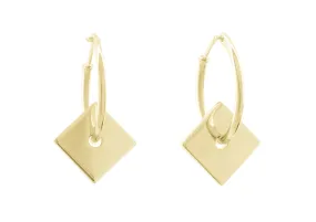 E12 Square Hoop Earrings, Yellow Gold