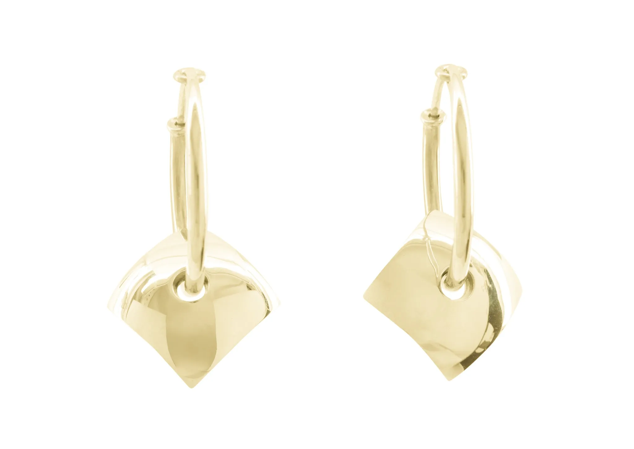 E12 Square Hoop Earrings, Yellow Gold