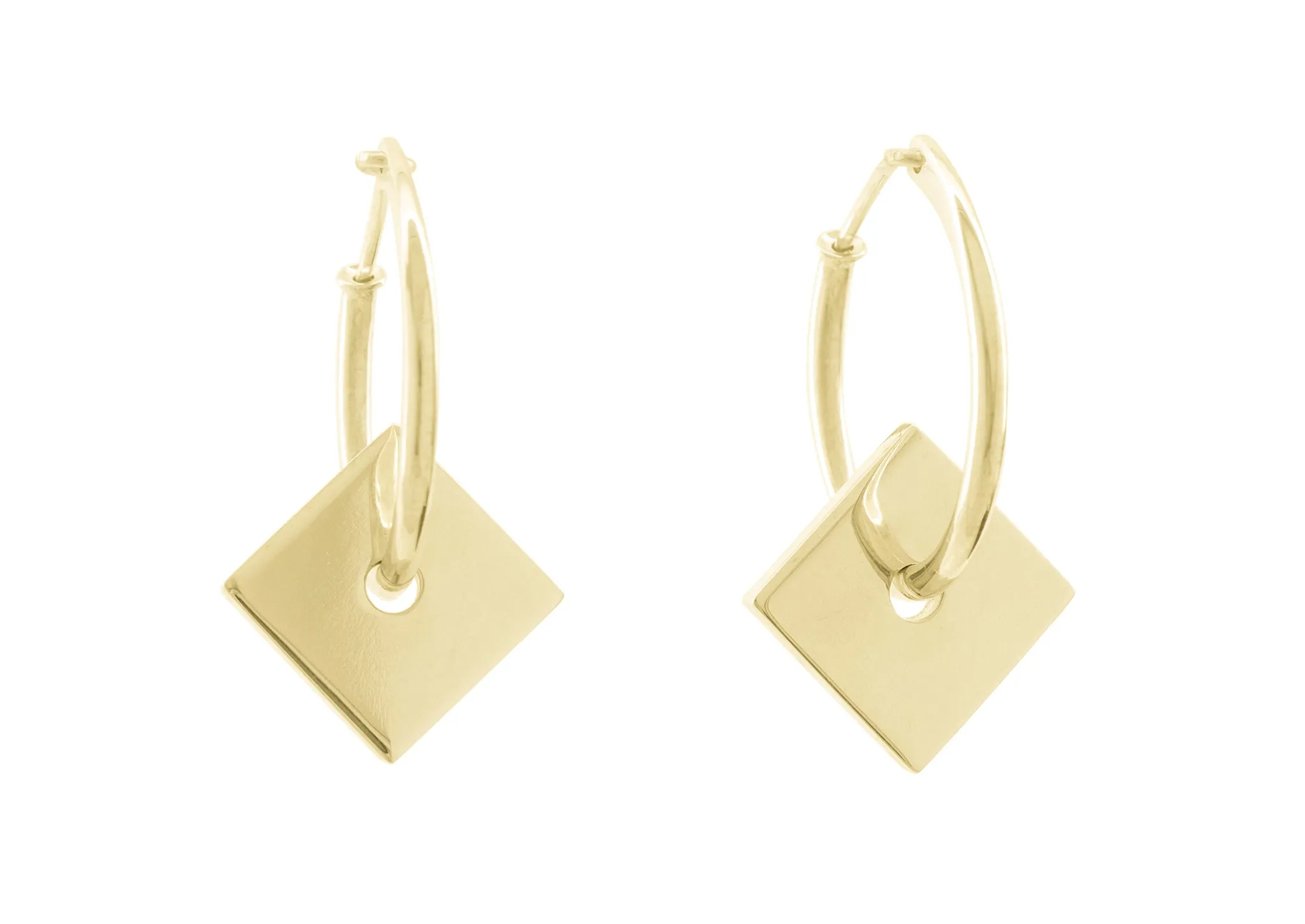 E12 Square Hoop Earrings, Yellow Gold