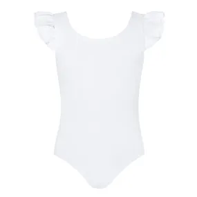 Emery Frill Sleeve Leotard | White | Child