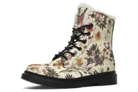 Enchanted Blossoms Winter Boots - Warm Micro-Suede Doc-Style Boots Lined with Vegan Wool