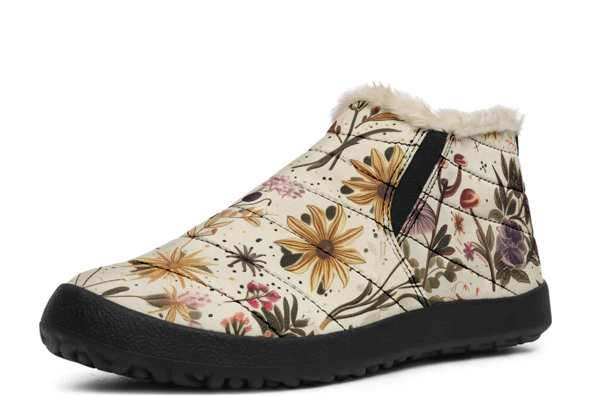 Enchanted Blossoms Winter Sneakers - Warm & Easy Slip-On Shoes Lined with Vegan Wool with Anti-Slip Soles