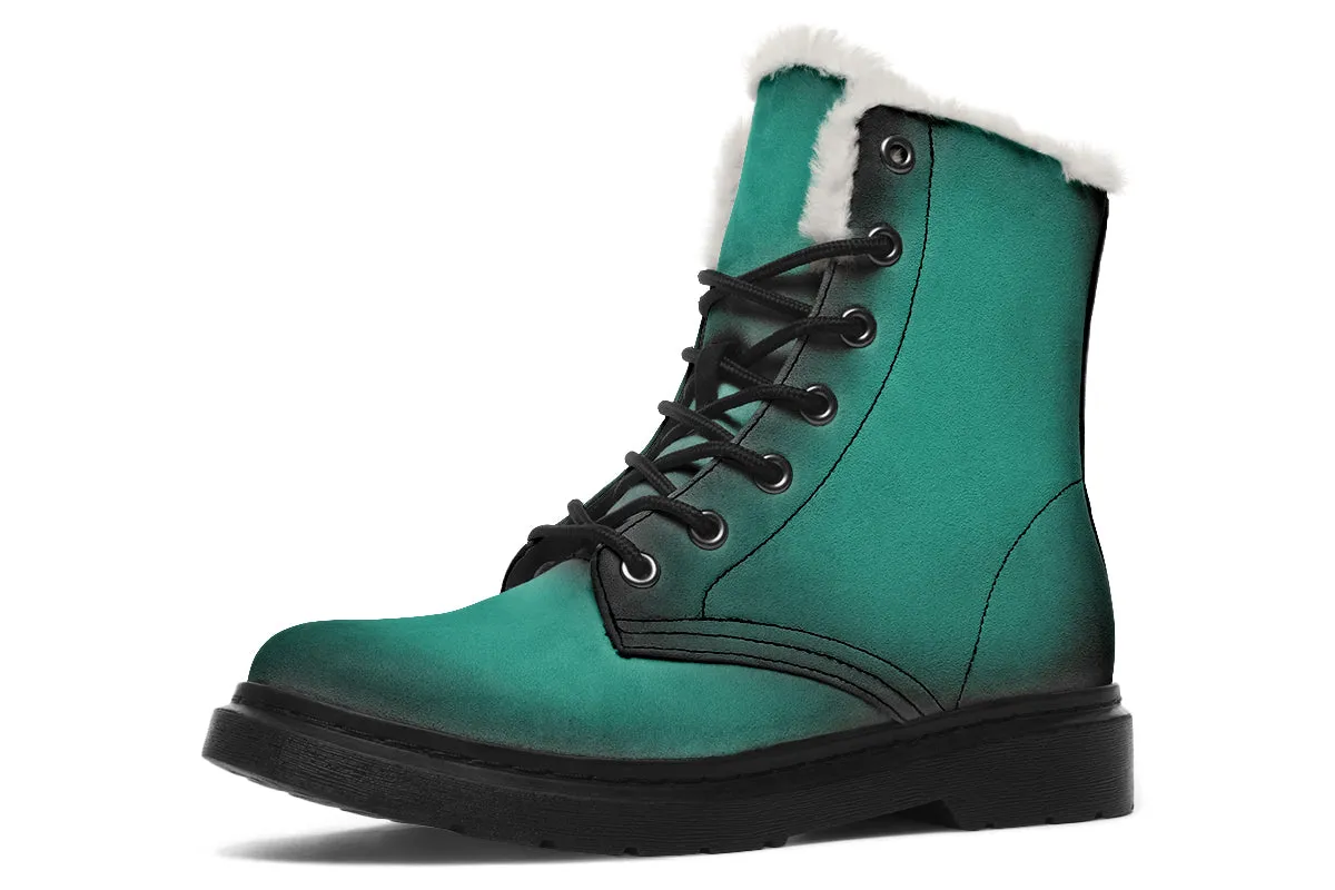 Enchanted Emerald Winter Boots - Warm Micro-Suede Doc-Style Boots Lined with Vegan Wool