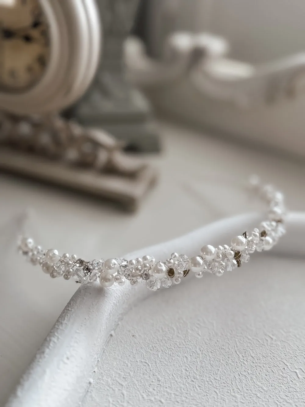 Evelyn Girls Silver Pearl Headband