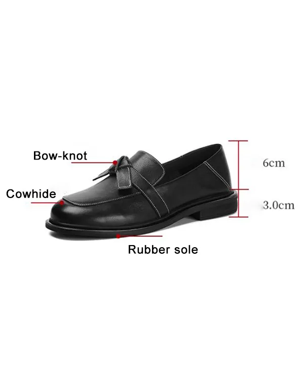 Genuine Leather Bowknot Spring Flat Shoes