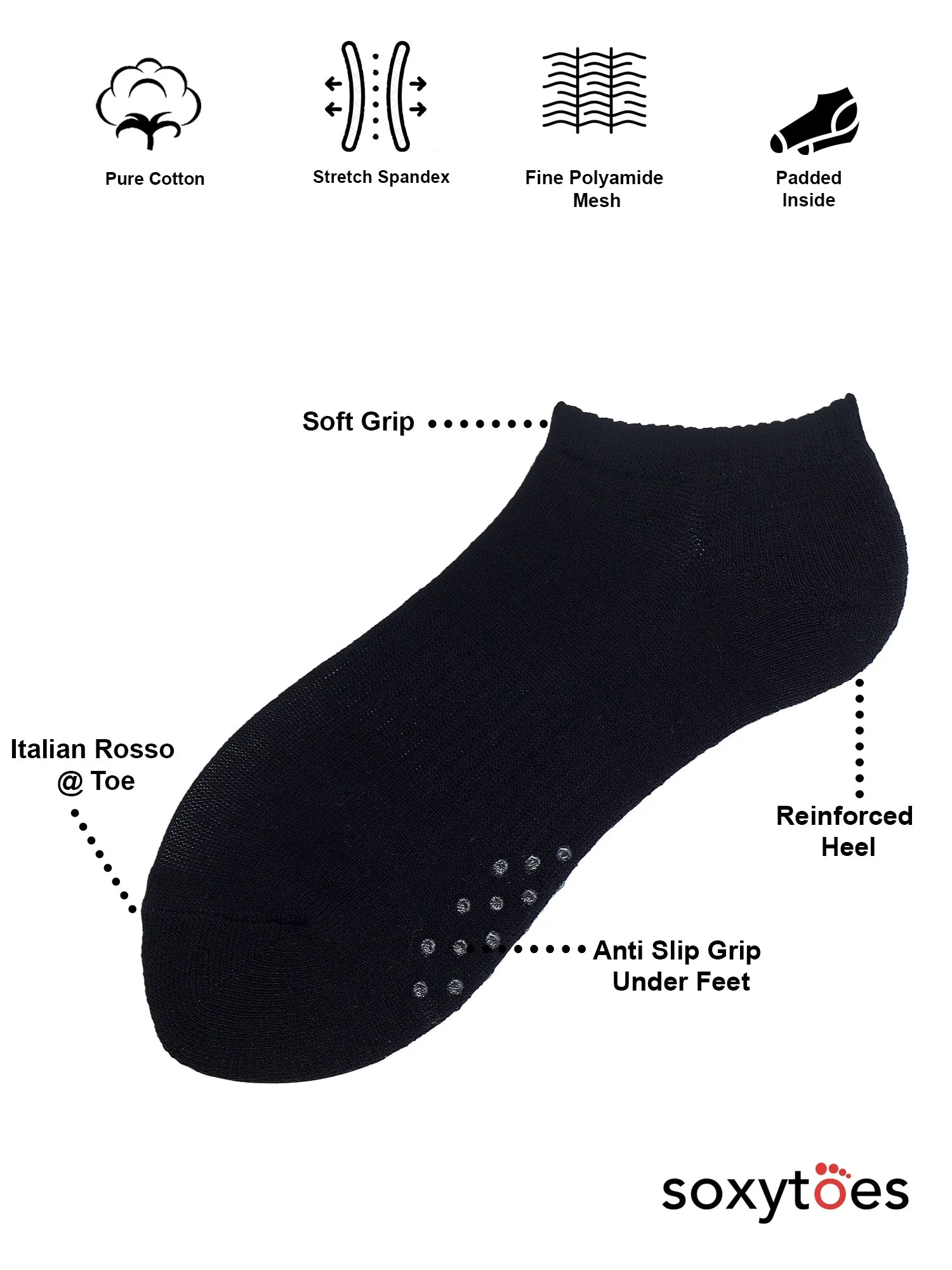 Grippers | Classic Box Of 4 Pairs | Low Cut Lounging Socks