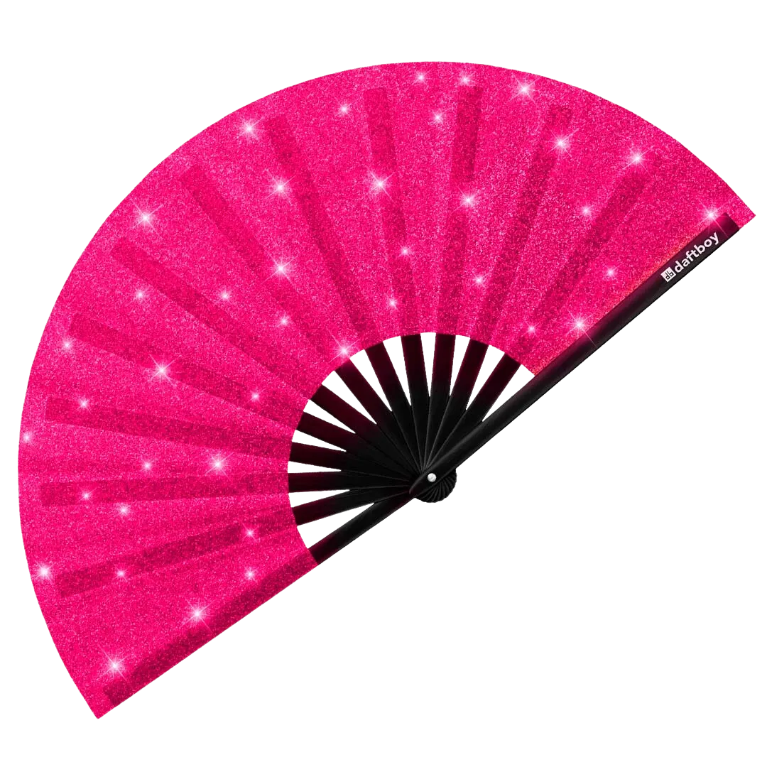 Hawt Pink Glitter Glam Fan