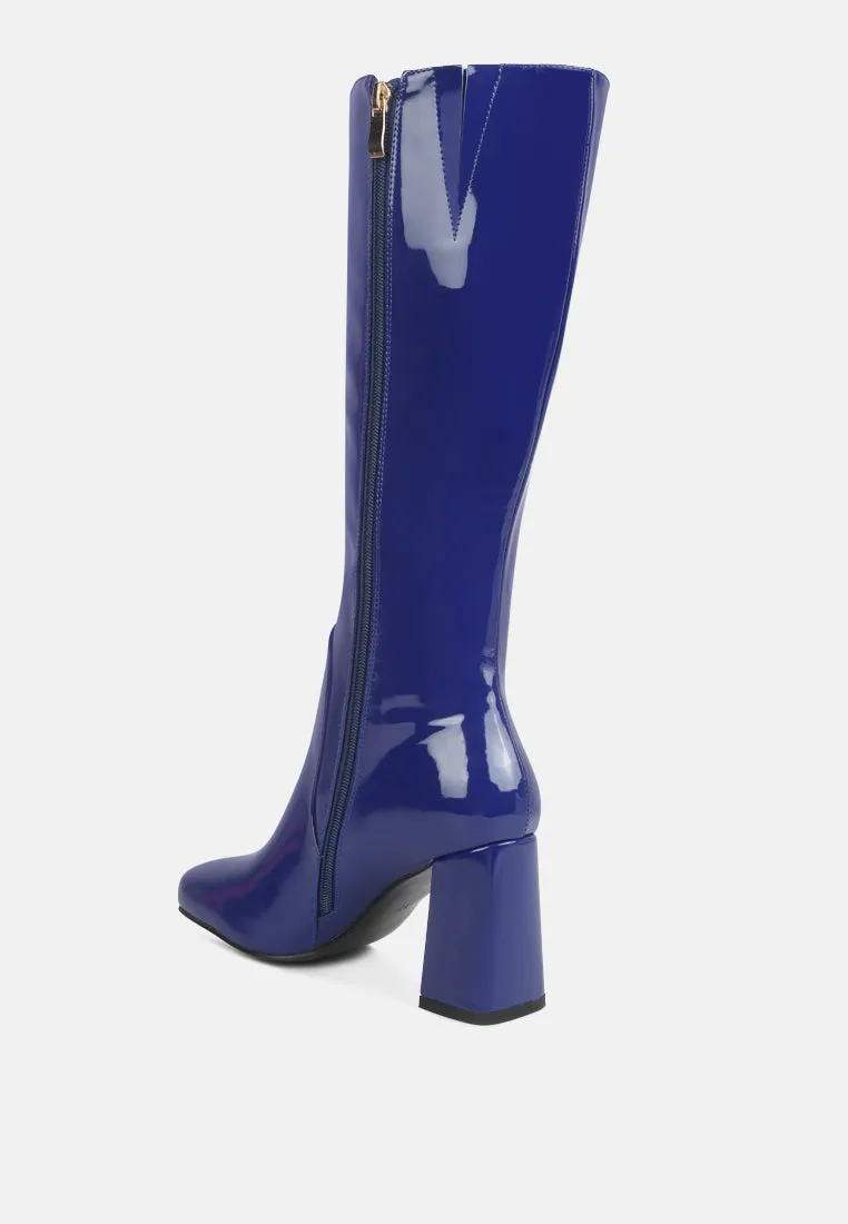 Hypnotize Patent Pu Block Heeled Calf Boots