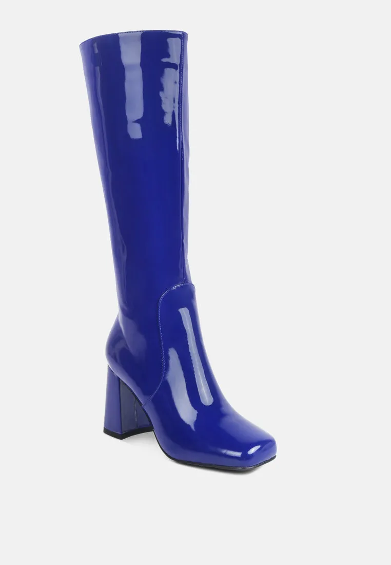 Hypnotize Patent Pu Block Heeled Calf Boots