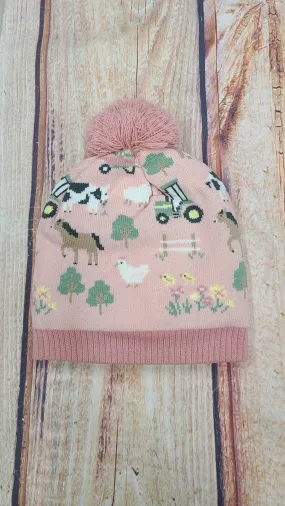 JOHN DEERE GIRLS FARM ELEMENTS HAT POWDER PINK/ BRANDIED APRICOT LP86439