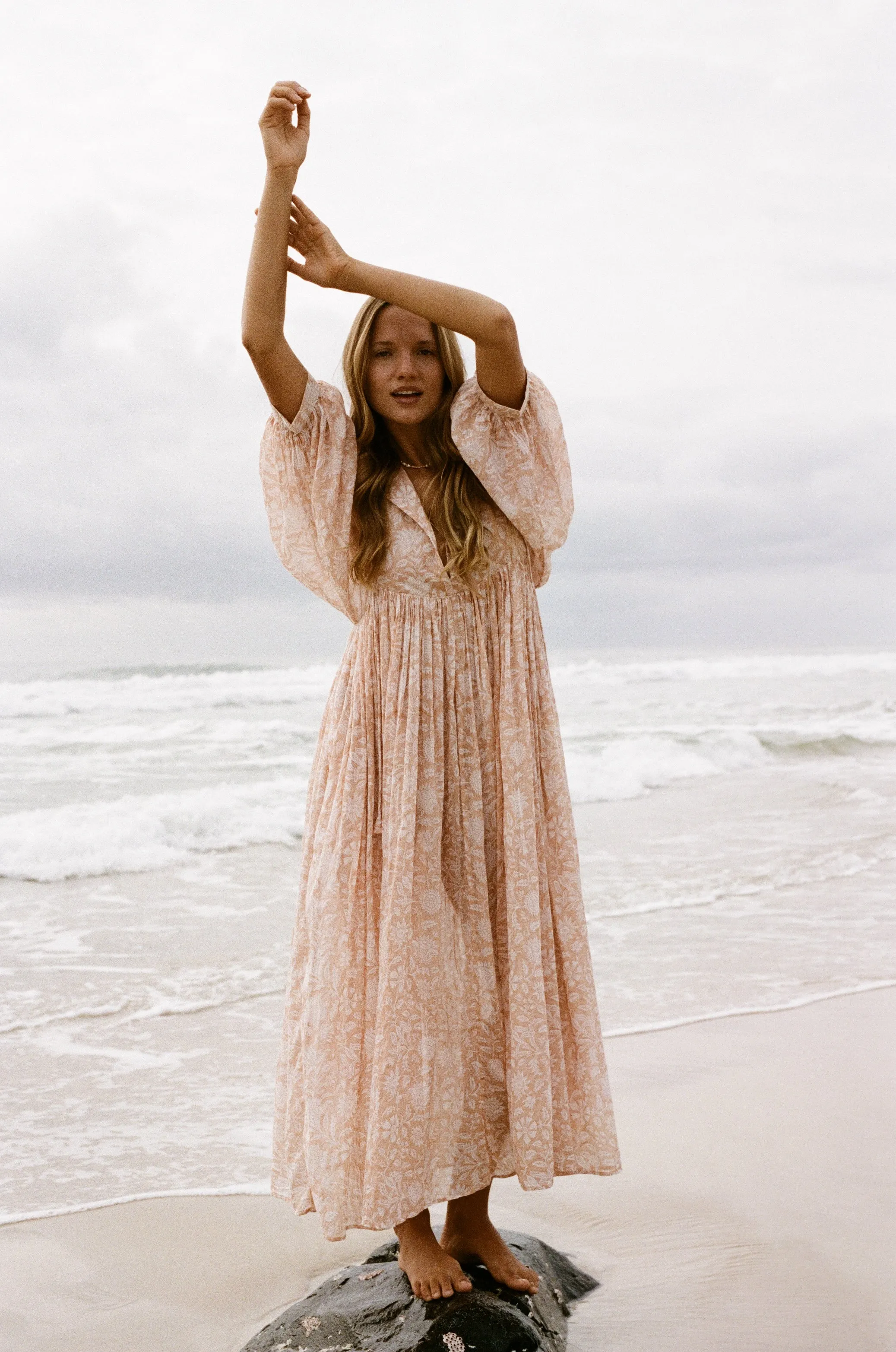 Kyra Maxi Dress ~ Apricot Blush