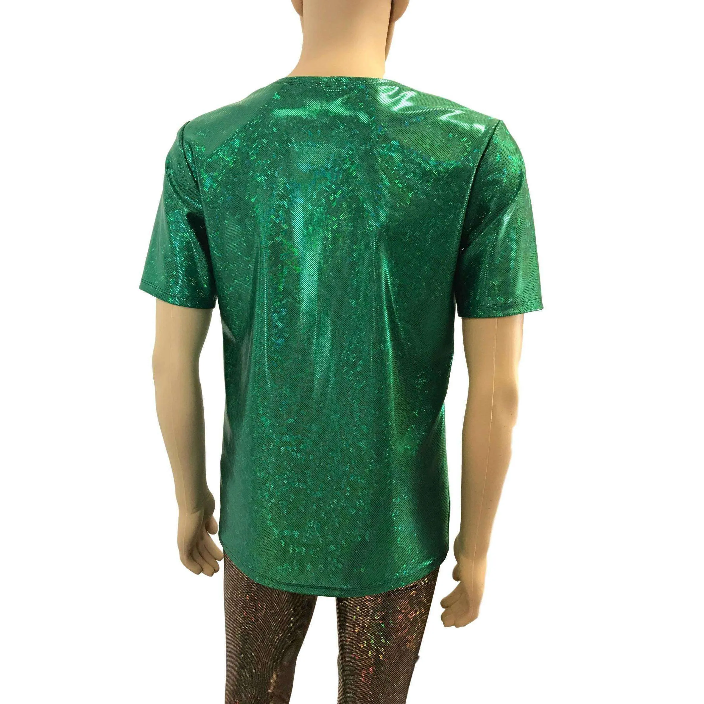 Men's Green Holographic Shattered Glass Tee or T-shirt