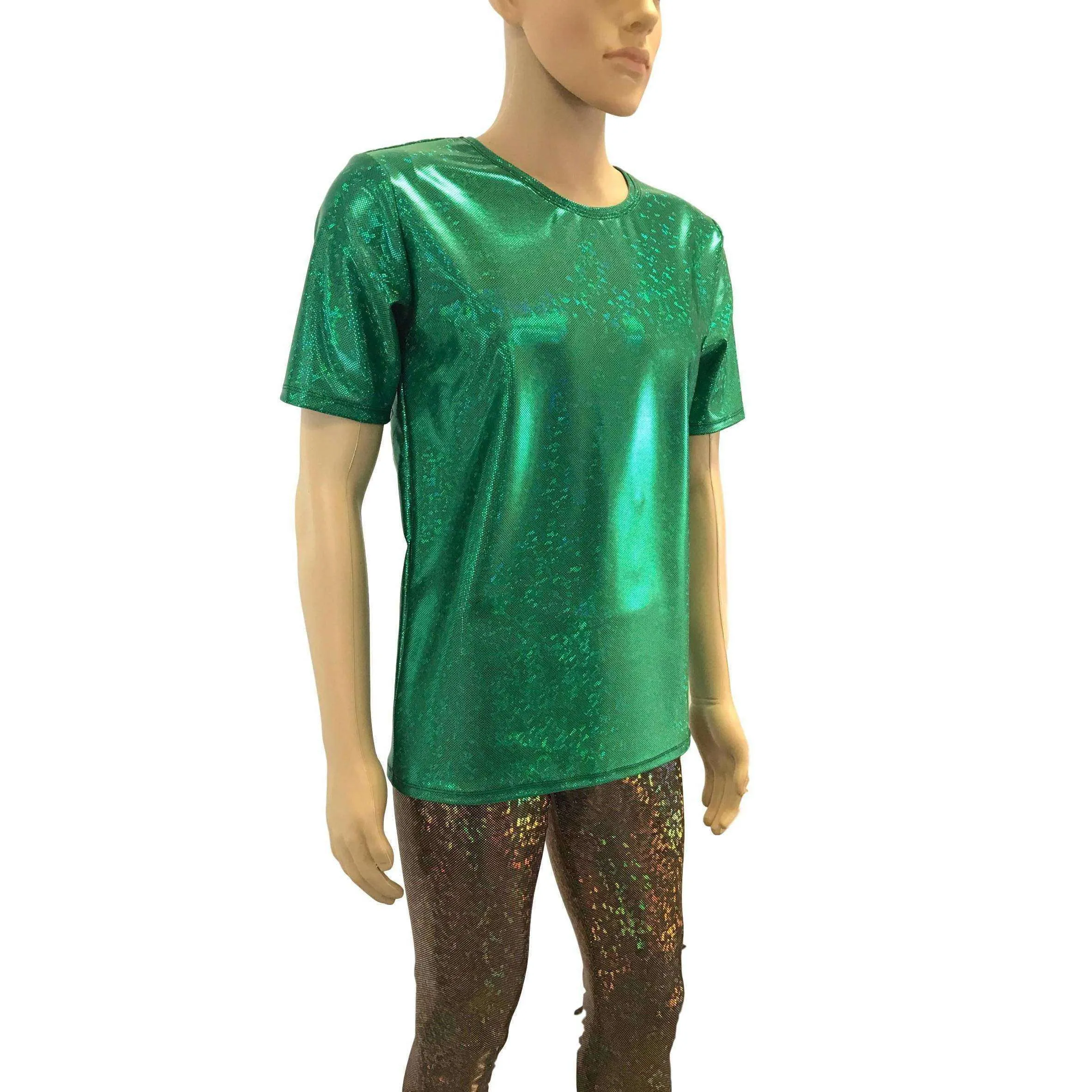 Men's Green Holographic Shattered Glass Tee or T-shirt