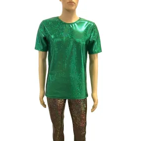 Men's Green Holographic Shattered Glass Tee or T-shirt