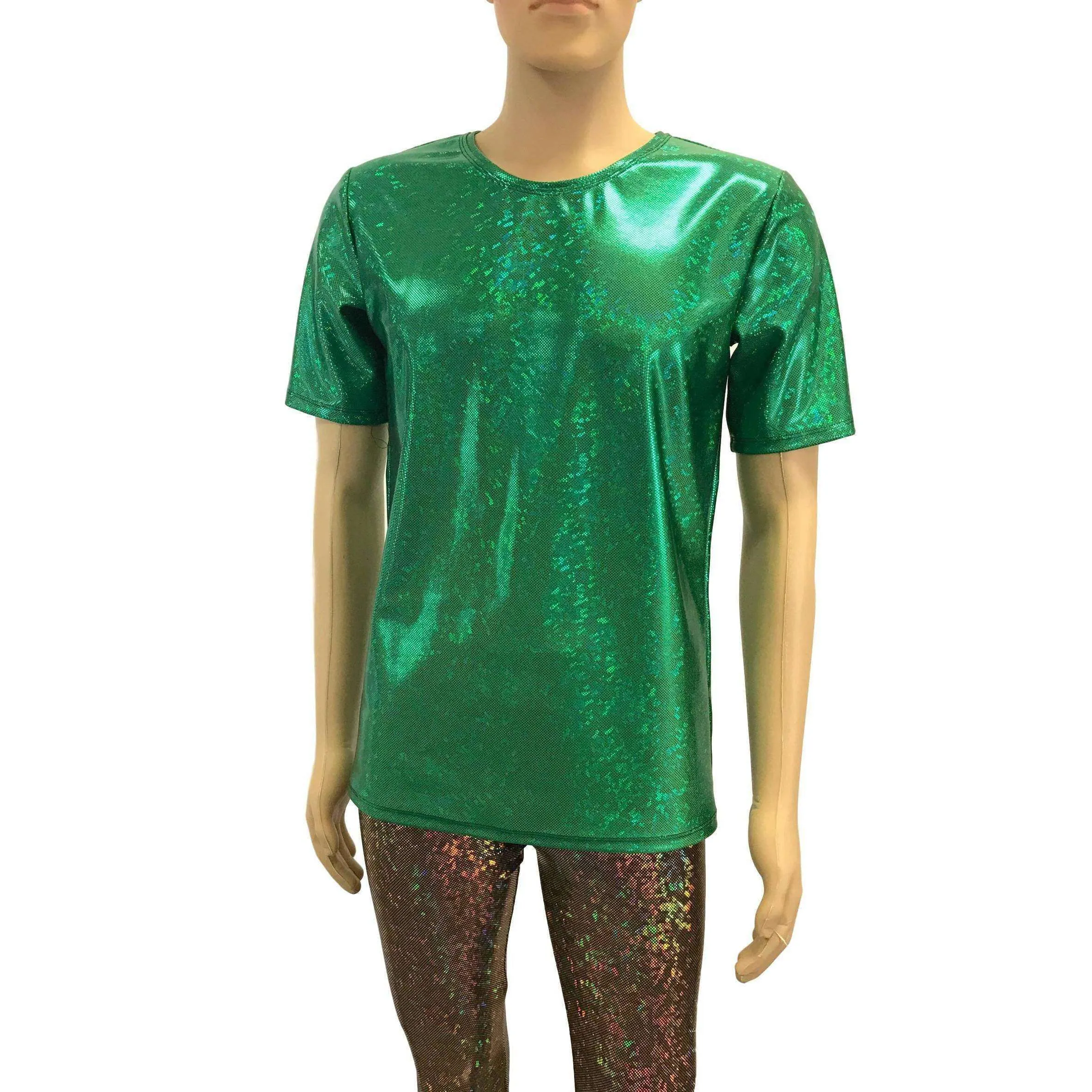 Men's Green Holographic Shattered Glass Tee or T-shirt