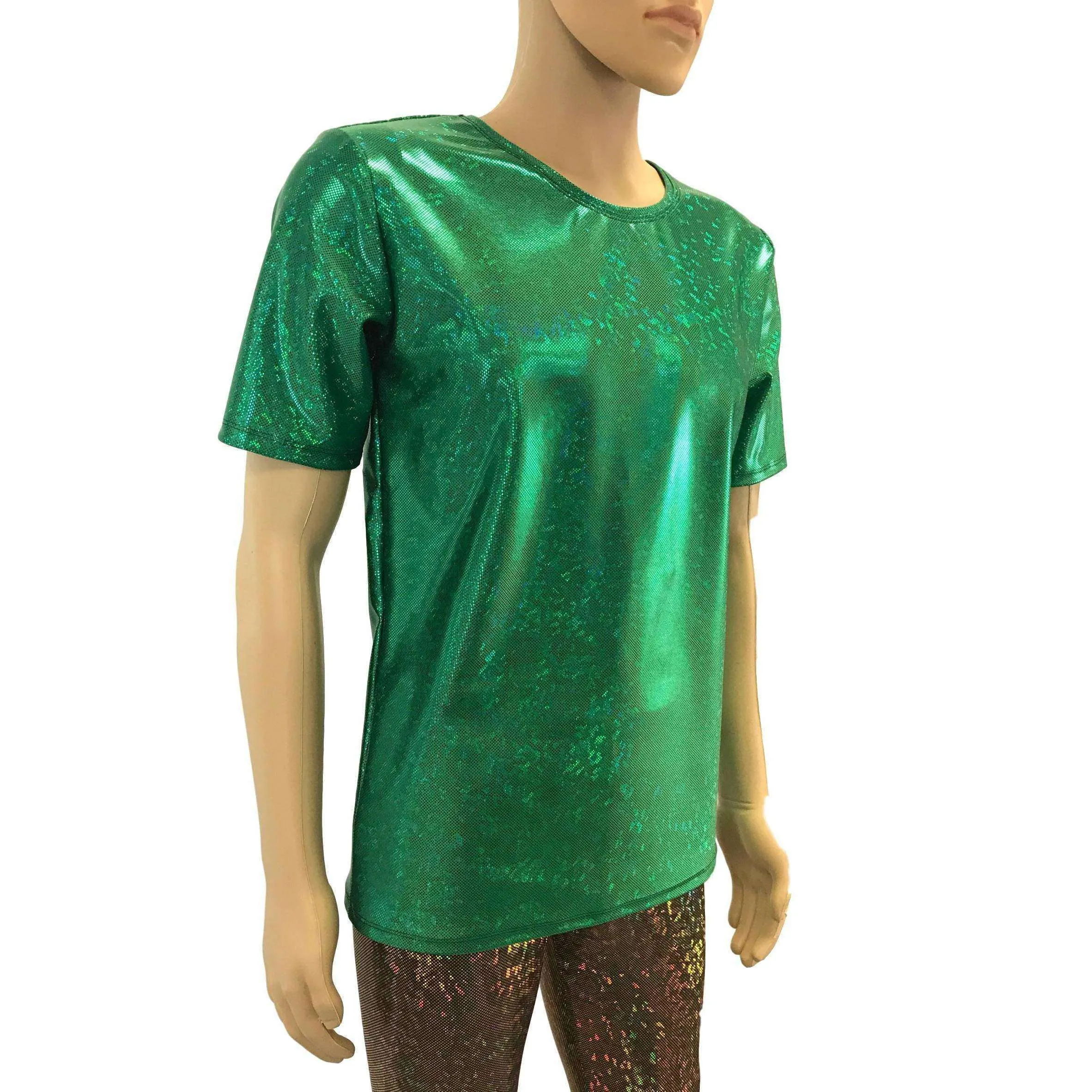 Men's Green Holographic Shattered Glass Tee or T-shirt