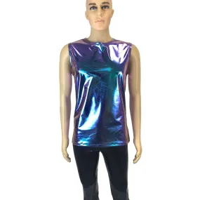 Men's Holographic Oil Slick Tank, Men's Holo Muscle Shirt