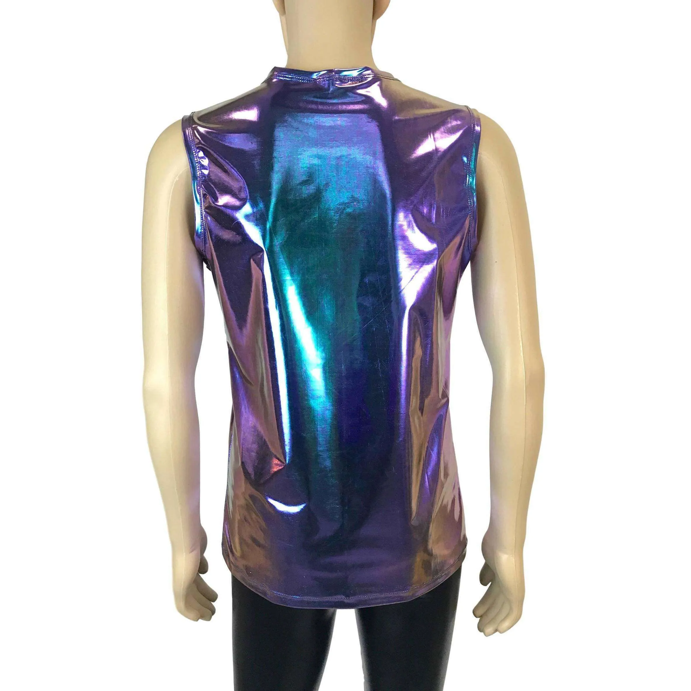 Men's Holographic Oil Slick Tank, Men's Holo Muscle Shirt