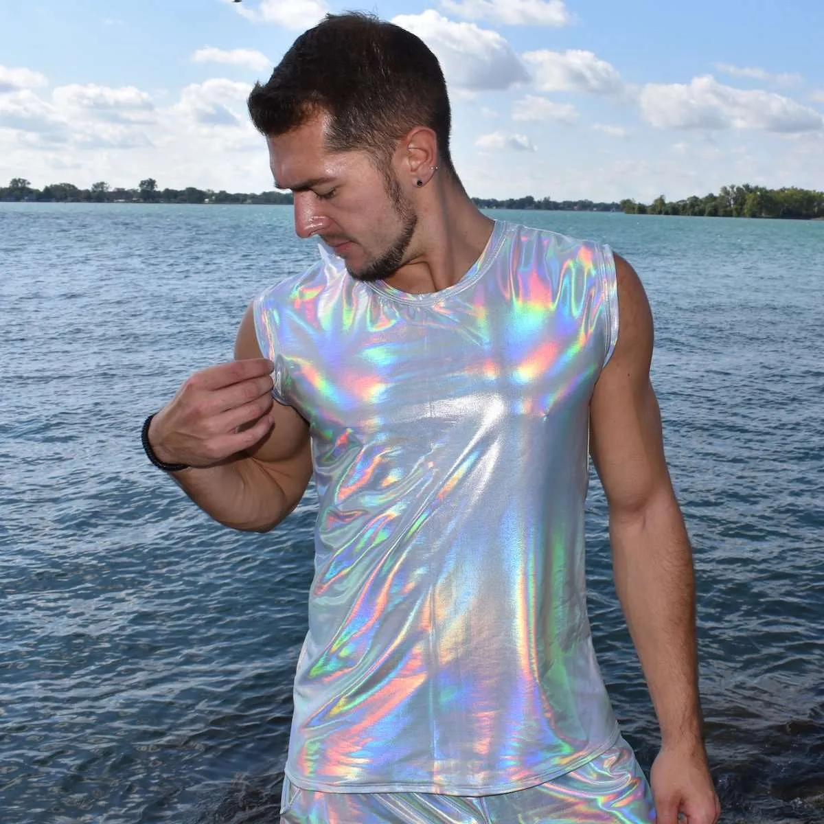 Men's Opal Holographic Tank, Muscle Shirt