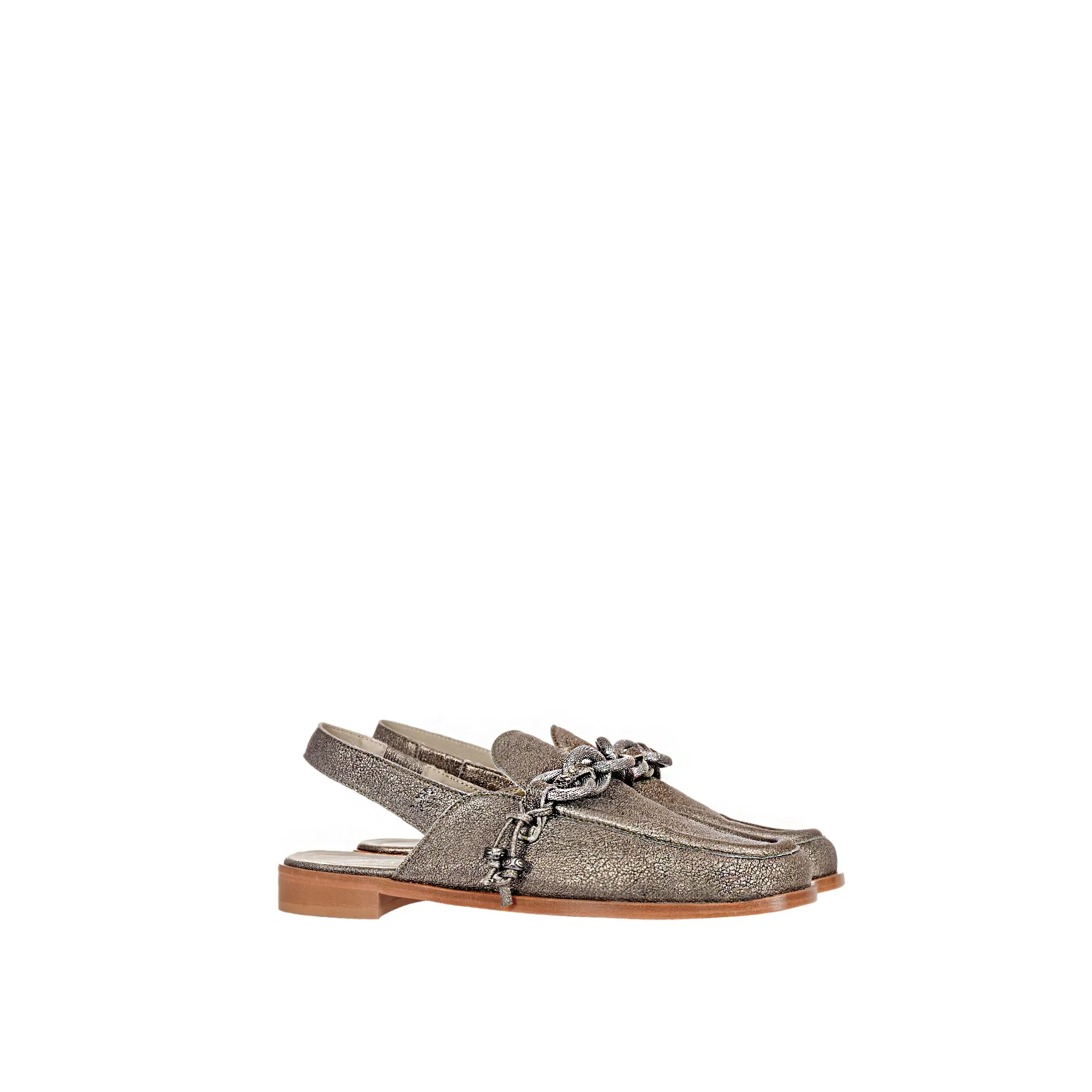 Moccasins Chanel Vegetal Lamè Dark Silver