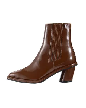 Oblique Square Chelsea Boots – Brown Patent