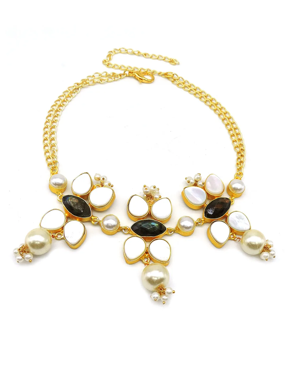 Pearl Flower Trio Necklace