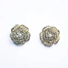 Pearled and Jeweled Flower Studs