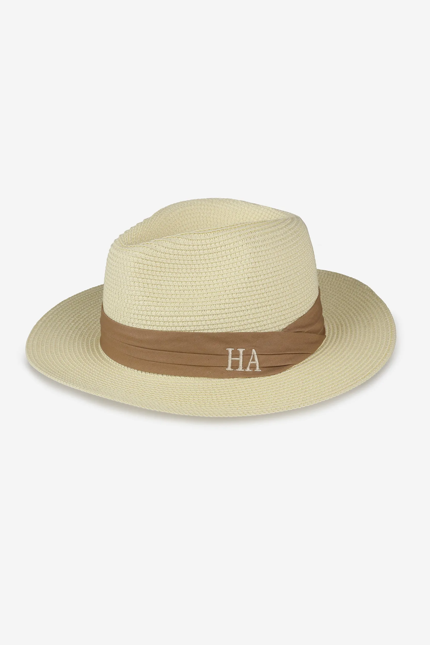 Personalised Straw Fedora Hat - Cream / Tan Band