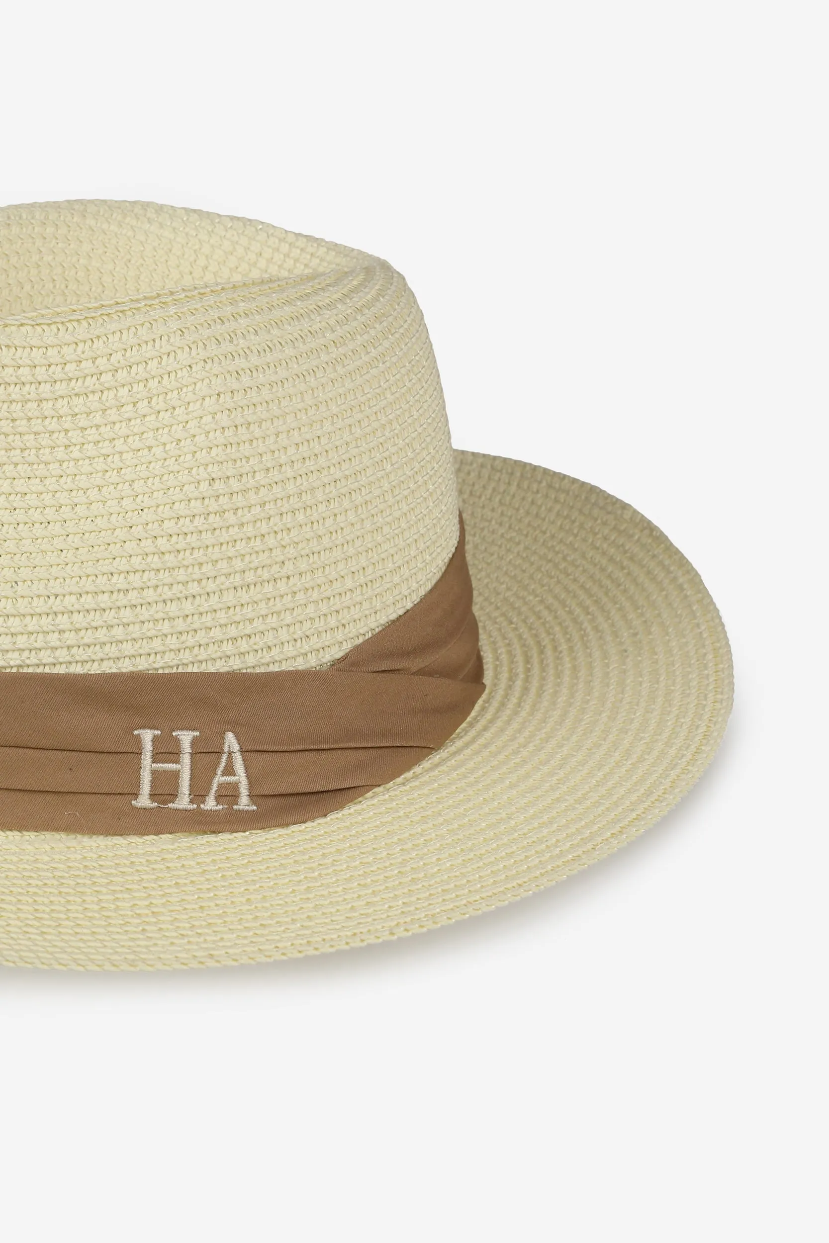 Personalised Straw Fedora Hat - Cream / Tan Band