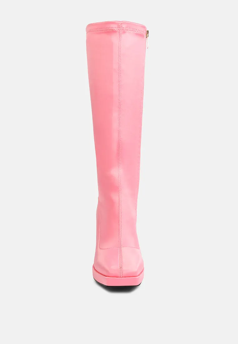 PRESTO Pink Stretchable Satin Long Boot