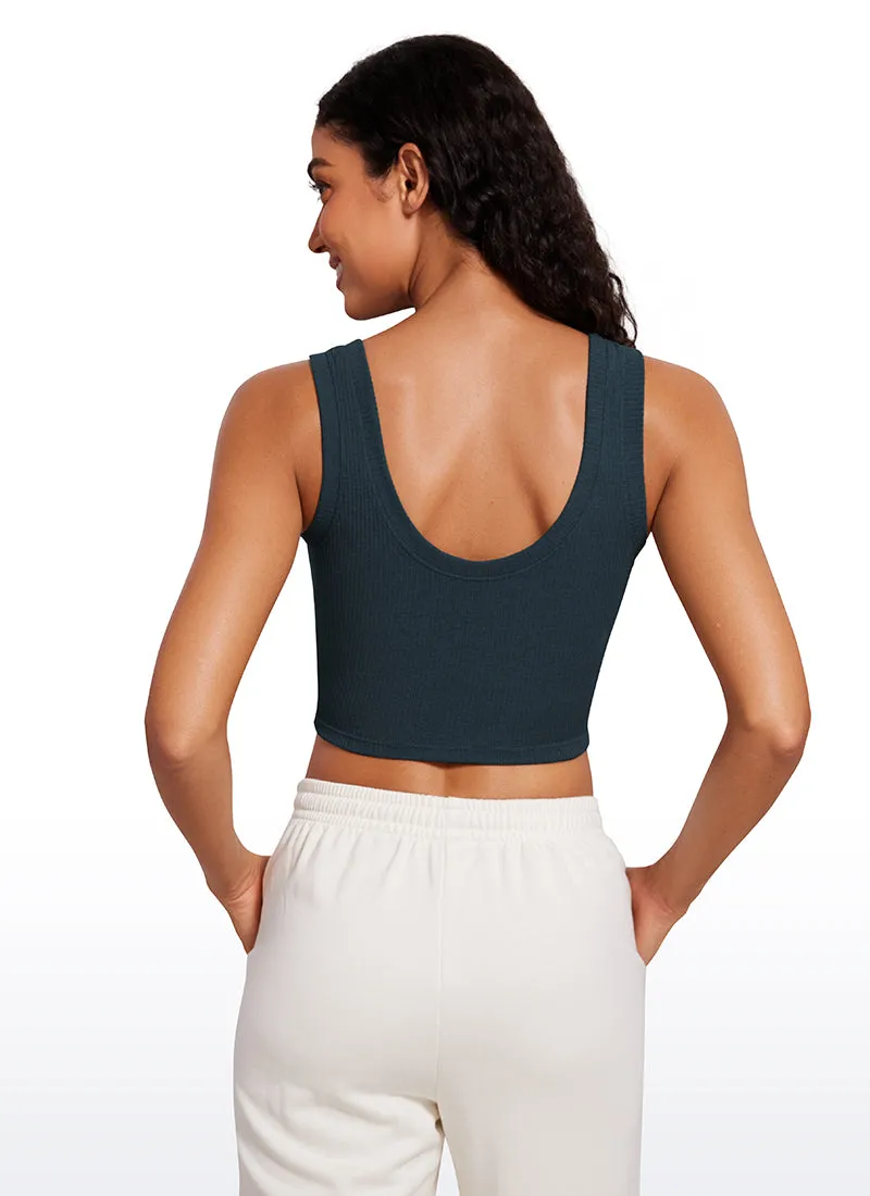 Ribbed Cropped Length Scoop Neck Tank