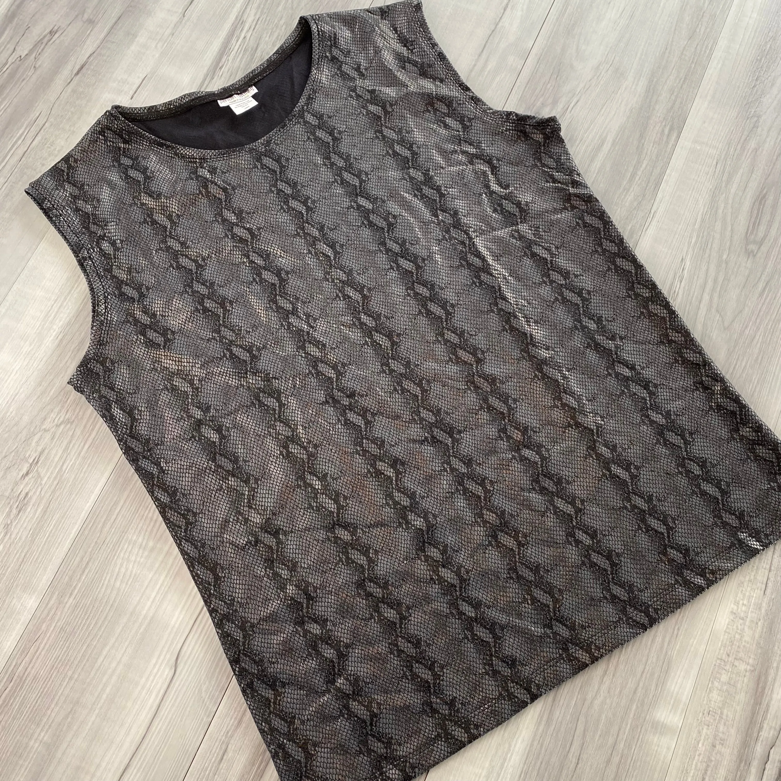 SALE - LARGE Men's Metallic Black Snakeskin Tank, Muscle Shirt