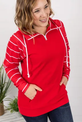 ShortZip Pullover - Red Stripe