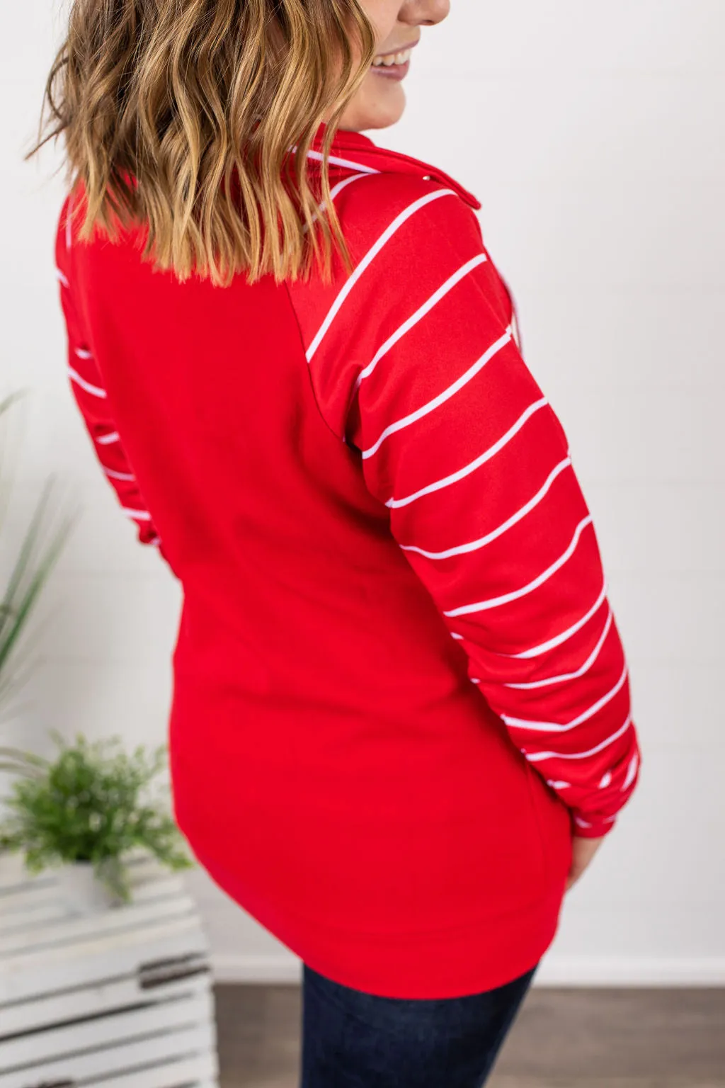 ShortZip Pullover - Red Stripe