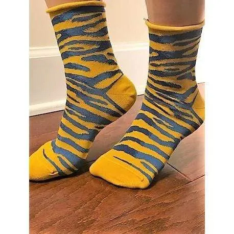 Sierra Socks Zebra Pattern Hi Anklet Casual Cotton Women's 2 Pair Pack Socks